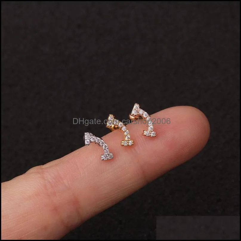 mini zircon stone dangle earrings women gold silver color ear piercing small mix shape stainless steel earring for girl a80z