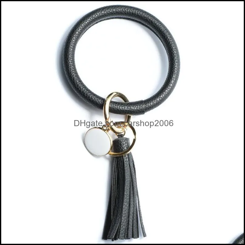 leather wristlet key rings bracelet bangle large circle keychain cute tassel keychains bracelets holder for women jewelry q20fz