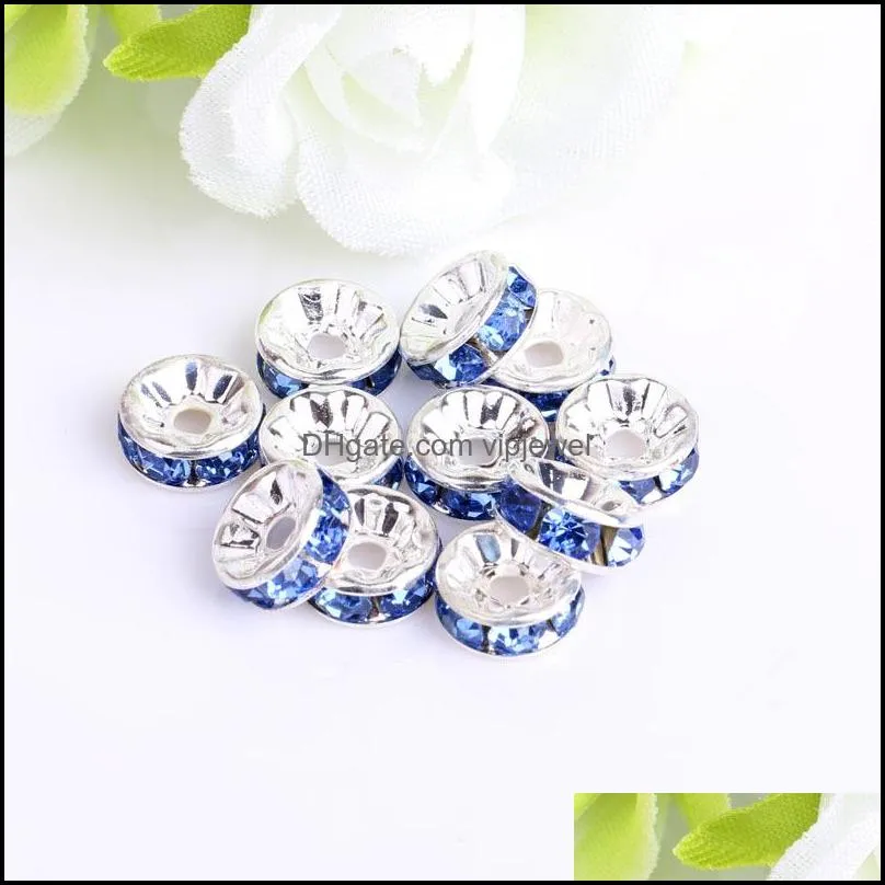 coalt blue 200pcs/lot silver plated rhinestone crystal round beads spacers beads 6mm 8mm 10mm czech crystal beads 3 w2