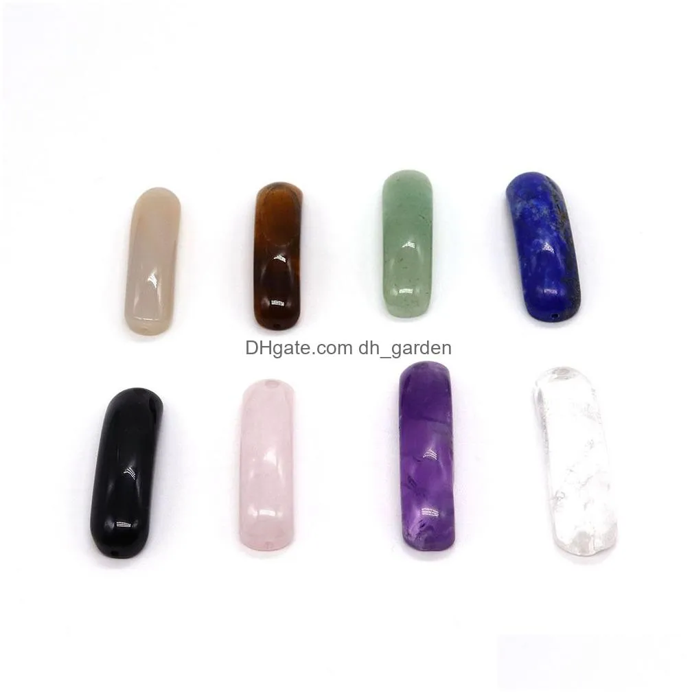 natural stone rectangle bridge jump connectors rings pendants healing lapis amethysts long bar gems for jewelry making diy bracelet