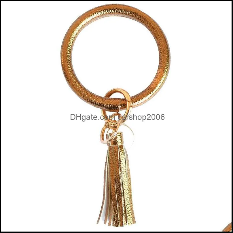 leather wristlet key rings bracelet bangle large circle keychain cute tassel keychains bracelets holder for women jewelry q20fz