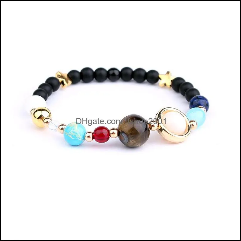 universe galaxy the eight planets in the solar system guardian star natural stone beads charm bracelet bangle for women men