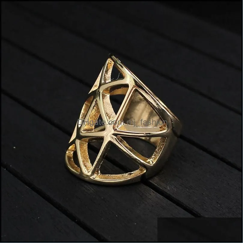 fashion design chic geometry hollow out triangle ring gold punk rings for women men engagement jewelry valentines day gift