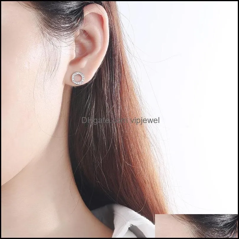  authentic 925 sterling silver circle stud earring with original box set for pandora cz diamond women fashion earrings77 q2