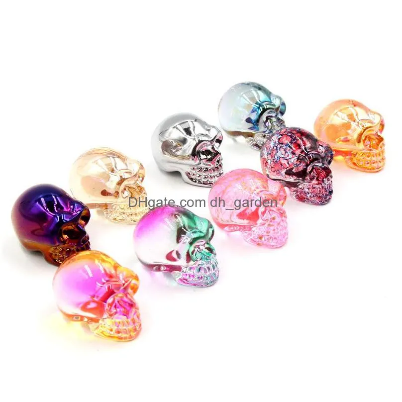 crystal glass skull carved electroplating crafts stone ornaments skeleton shape hand piece home decoration accessories gift 18x24mm