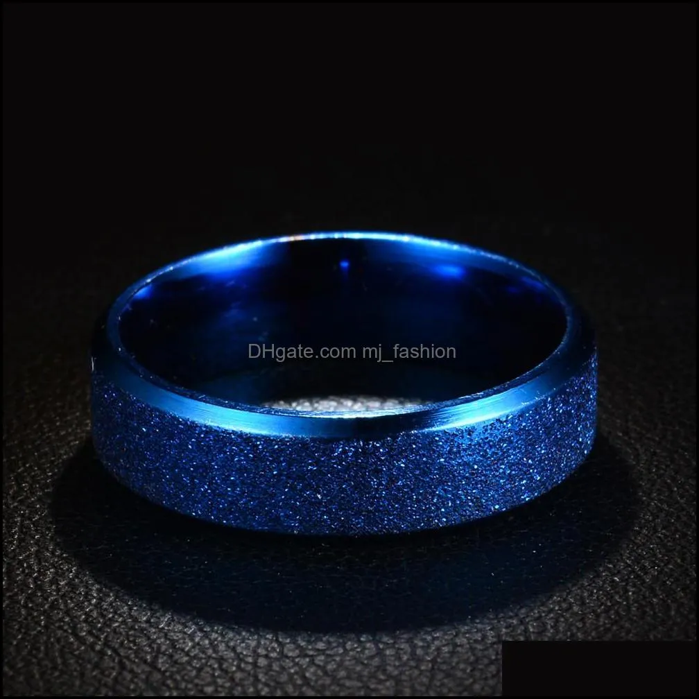 korean stainless steel rings 6mm wide titanium steel frosted personalized couple rings for women men boys girls fashion jewelry
