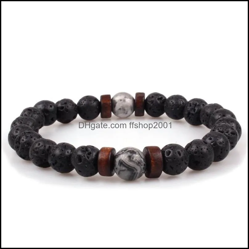 3styles volcano lava stone wood bead bracelet diy  oil diffuser bracelet for women men jewelry