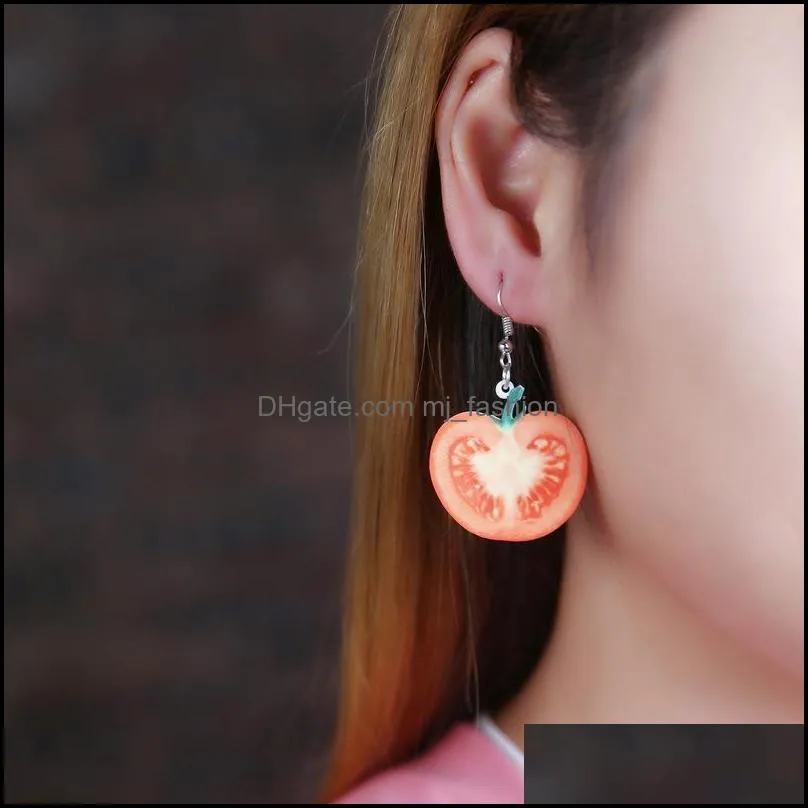 korean cute fruit drop earrings individuality strawberry pineapple watermelon  orange pitaya shape dangle ear ring for women