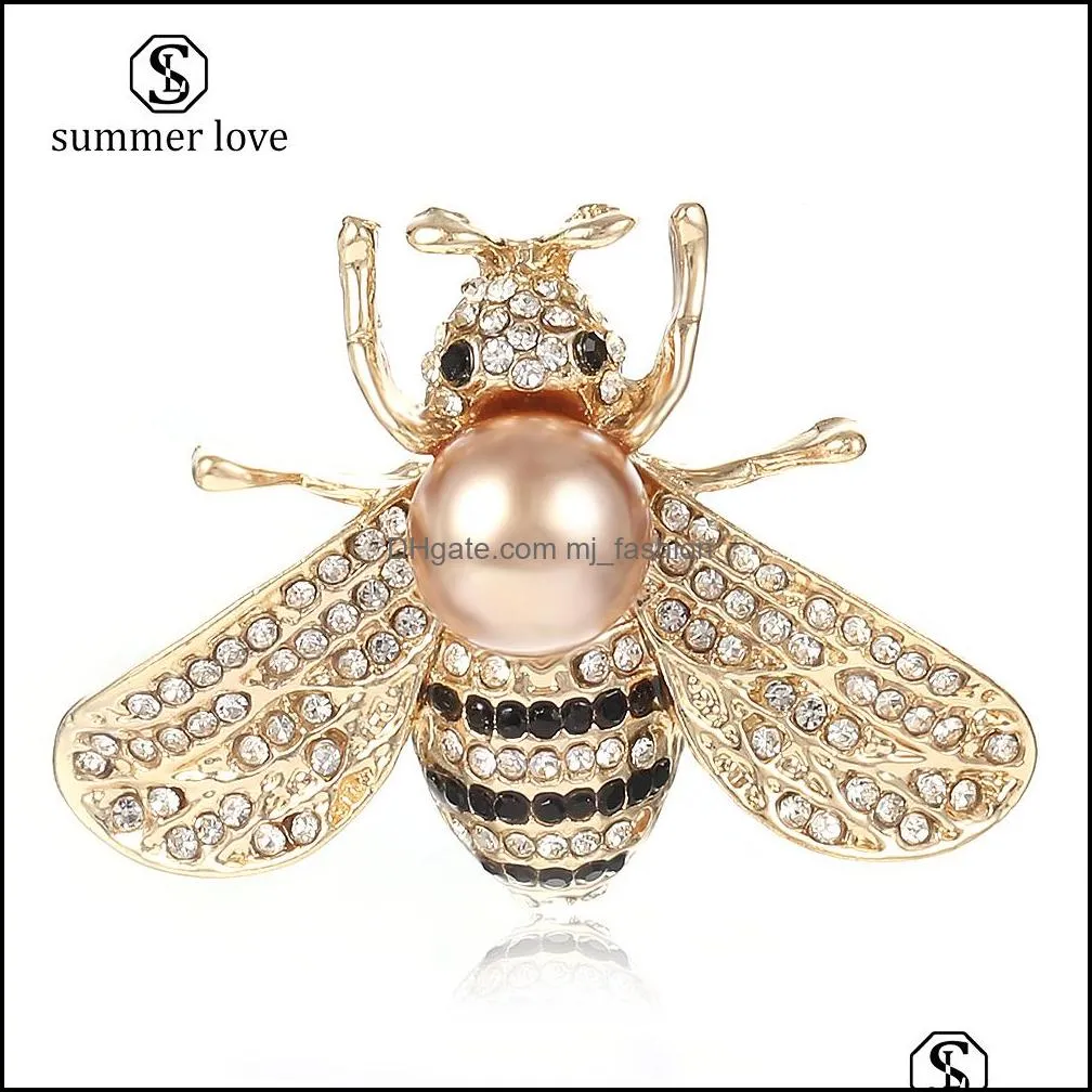 cute bee flower brooches pins fashion crystal rhinestone big bee safety pin inlayed shirt dress clothes brooches jewelry accessorie