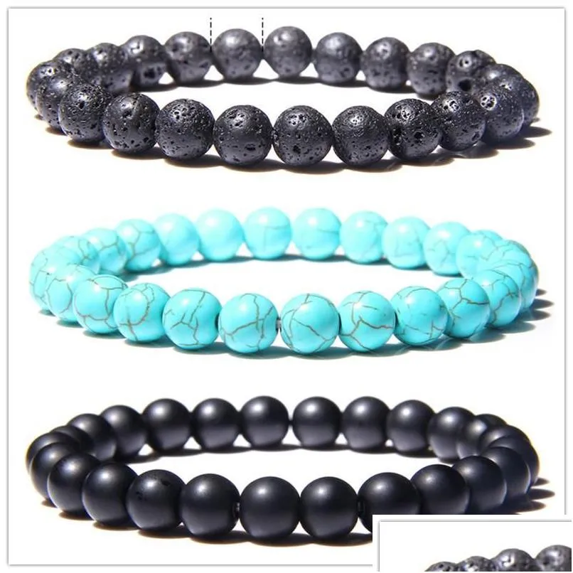 3colors 8mm black lava stone strand turquoise bead bracelet essential oil diffuser bracelet for women men jewelry