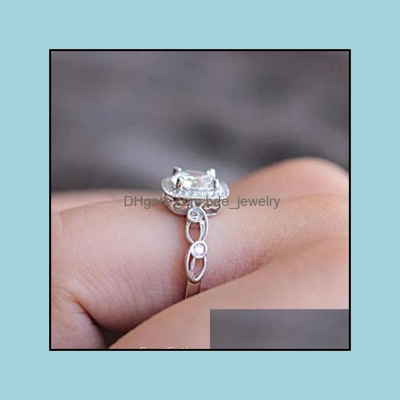 fashion diamond ring for women creative silver color engagement ring wedding ring party square gemstone jewelry