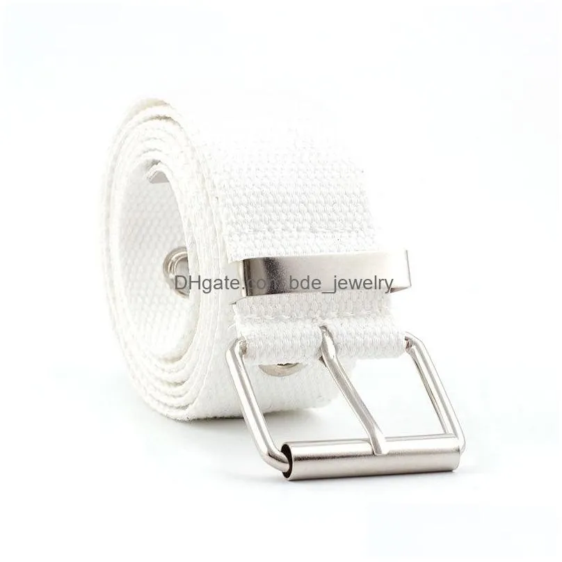 mens womens canvas belt metel buckle casual canvas belts