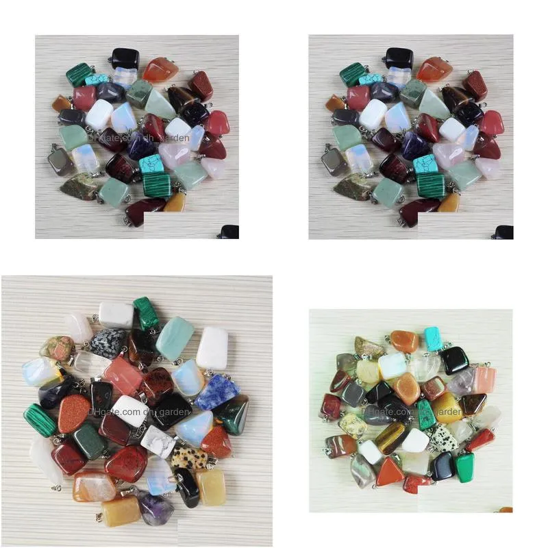 irregular natural crystal rose quartz tigers eye chakra stone charms pendant for diy earrings necklace jewelry making
