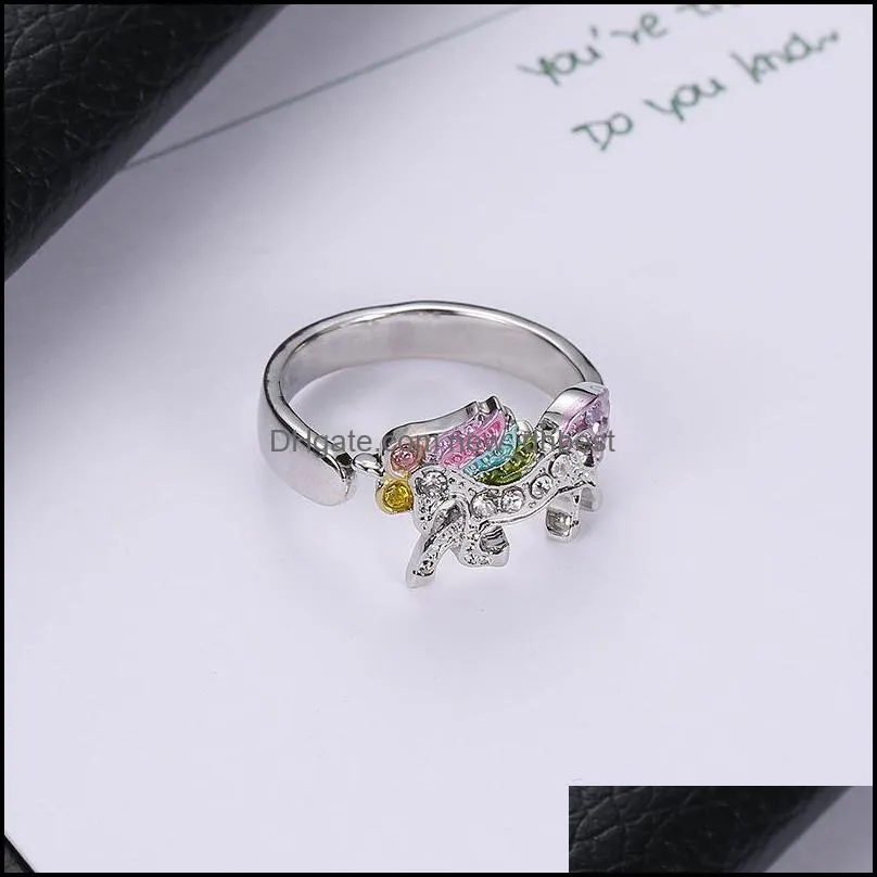 crystal horse jewelry set cute rainbow horse gold silver color necklace bracelet rings earrings for women girls gift