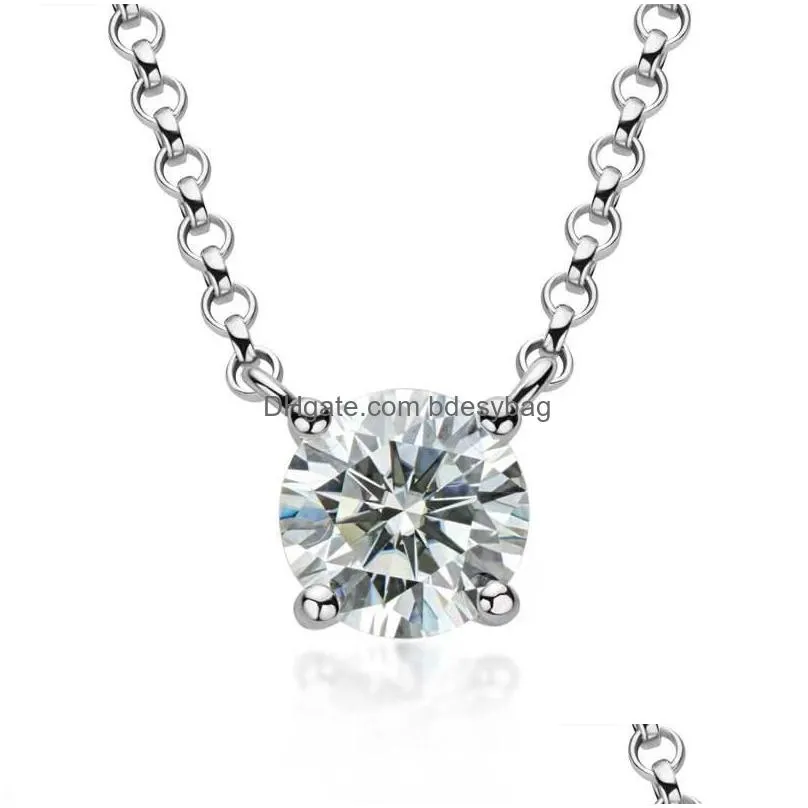 other trendy 1 d color round moissanite necklace 925 silver jewelry gold plated gra clavicle birthday giftother