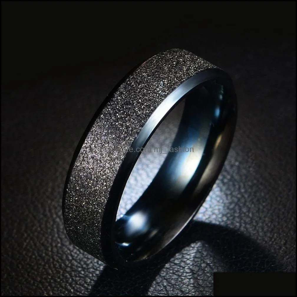 korean stainless steel rings 6mm wide titanium steel frosted personalized couple rings for women men boys girls fashion jewelry