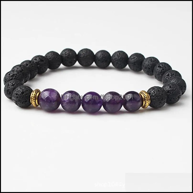 8mm natural lava stone bead crystal tiger eye bracelet diy volcano essential oil diffuser bracelet for women men jewelry