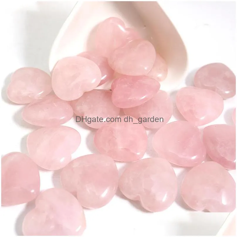 25mm love heart rose quartz stone charms reiki healing gemstone for jewelry making accessories