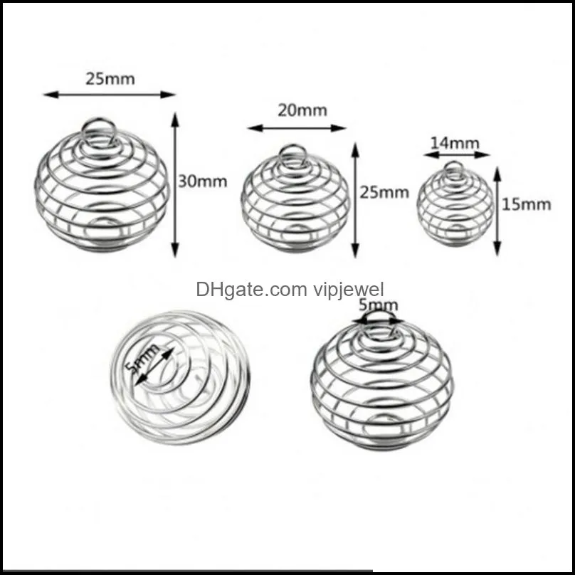 100pcs/lot silver plated charms spiral bead cages pendants findings 9x13mm jewelry finding jewelry making diy 62 n2