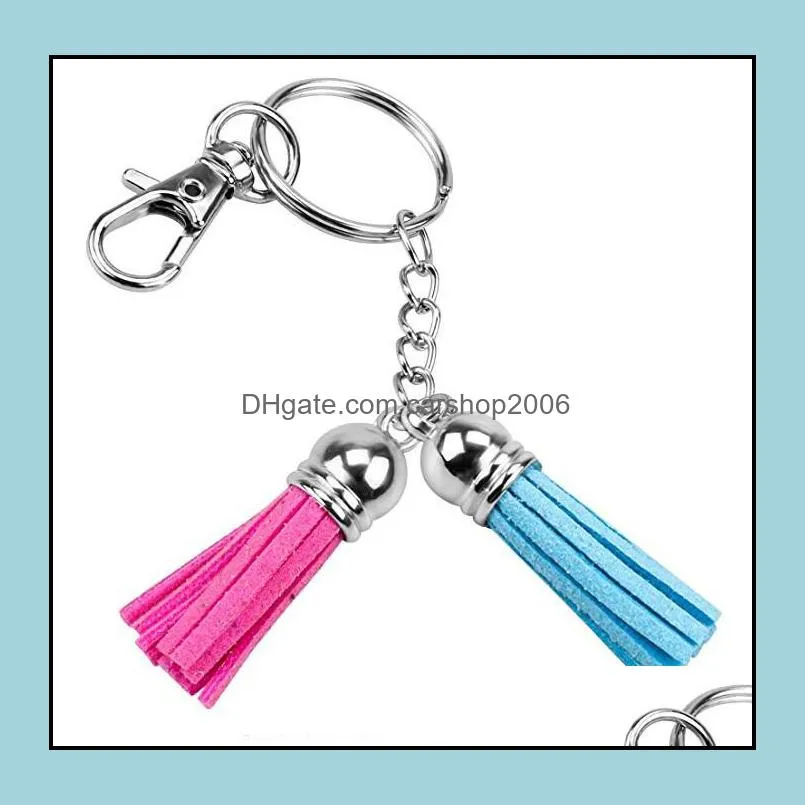 diy tassel keychain circle rings for car keychains pendant keyrings with chain swivel hooks jump ring key decoration n66y f