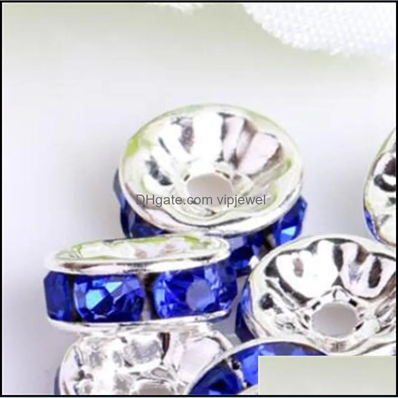 coalt blue 200pcs/lot silver plated rhinestone crystal round beads spacers beads 6mm 8mm 10mm czech crystal beads 3 w2