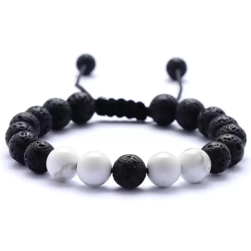 natural turquoise black lava stone bead weave perfume bracelet aromatherapy  oil diffuser bracelet for women men jewelry