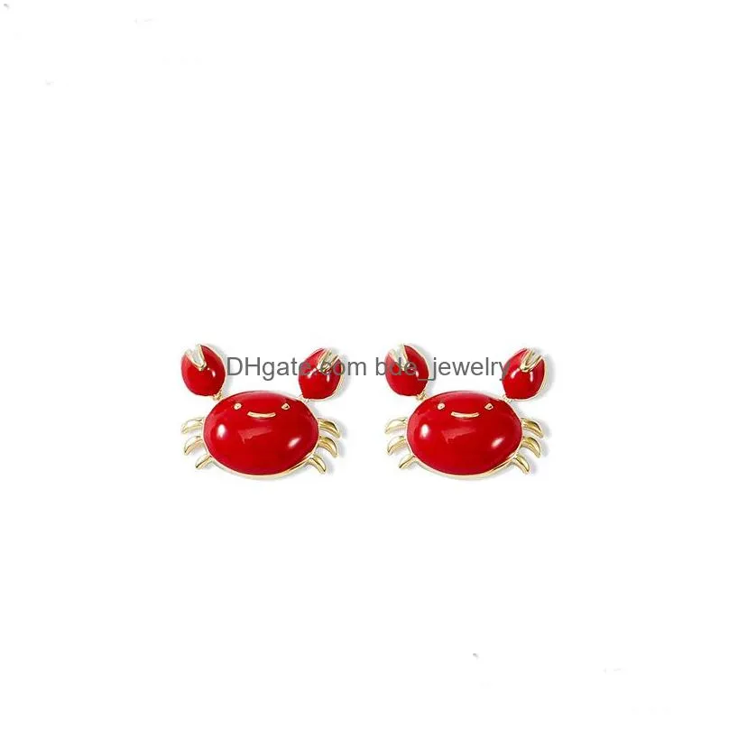 fashion jewelry s925 silver pin earrings womens cute cartoon crab stud earrings