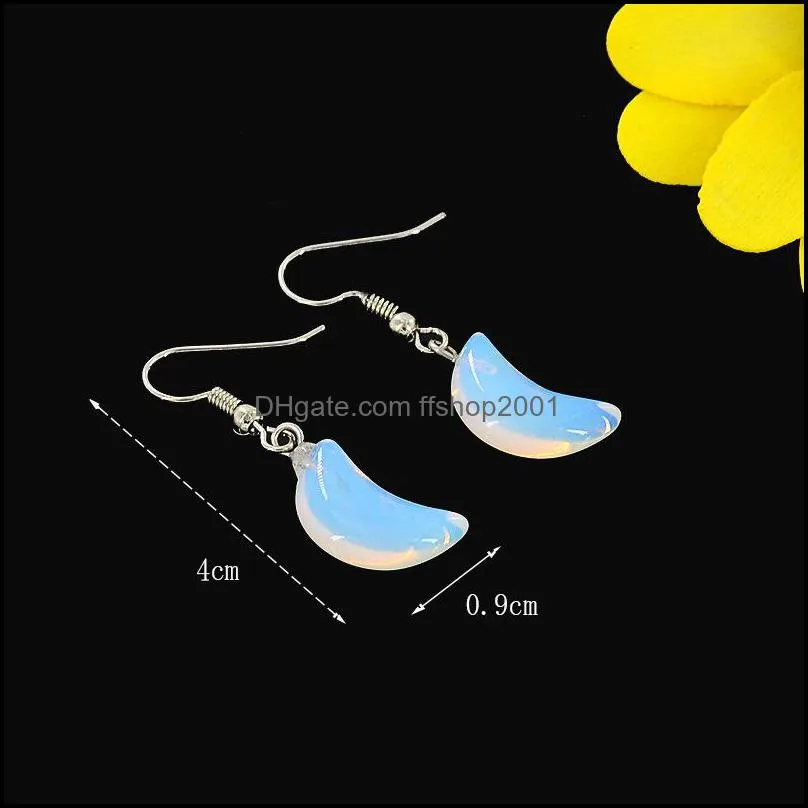  simple charm drop dangle earrings womens earrings lovely small moon shaped moonstone crystal sea opal earring