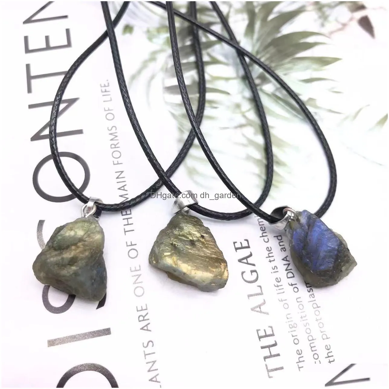 natural irregular rough raw labradorite stone necklaces healing crystal gemstone pendant necklace women jewelry