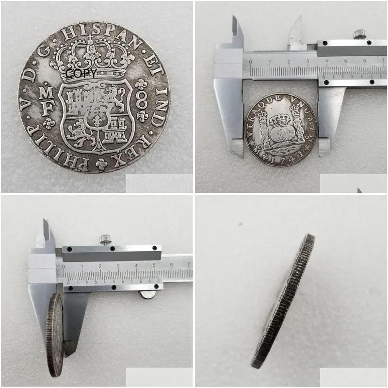 vtraque vnum 1741 copy specie metal crafts v. d .g. hispan et ind rex philip commemorative coins