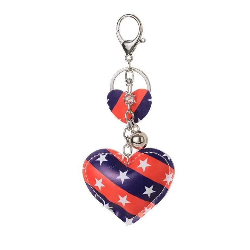 orders heart shape key ring independence day flag party favor colorful american flag keychains independence day key chain souveni