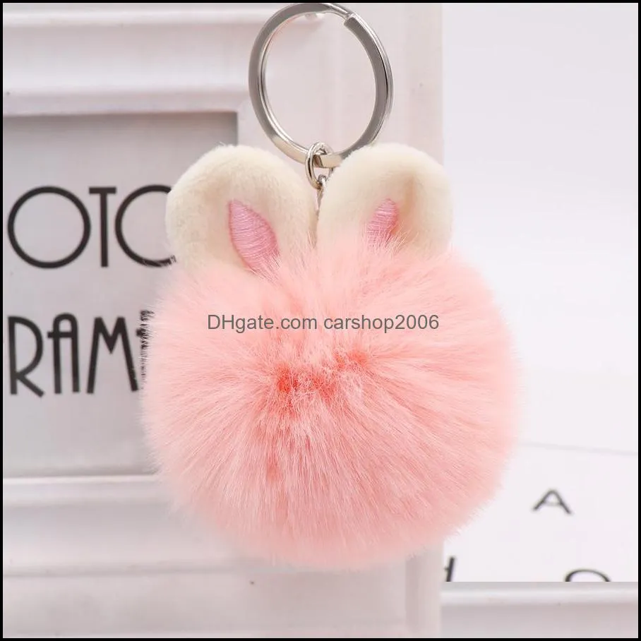 faux fur rabbit key rings 9 styles fashion fuzziness keychain bag car pendant fluffy pompom ball keyfobs holder accessories