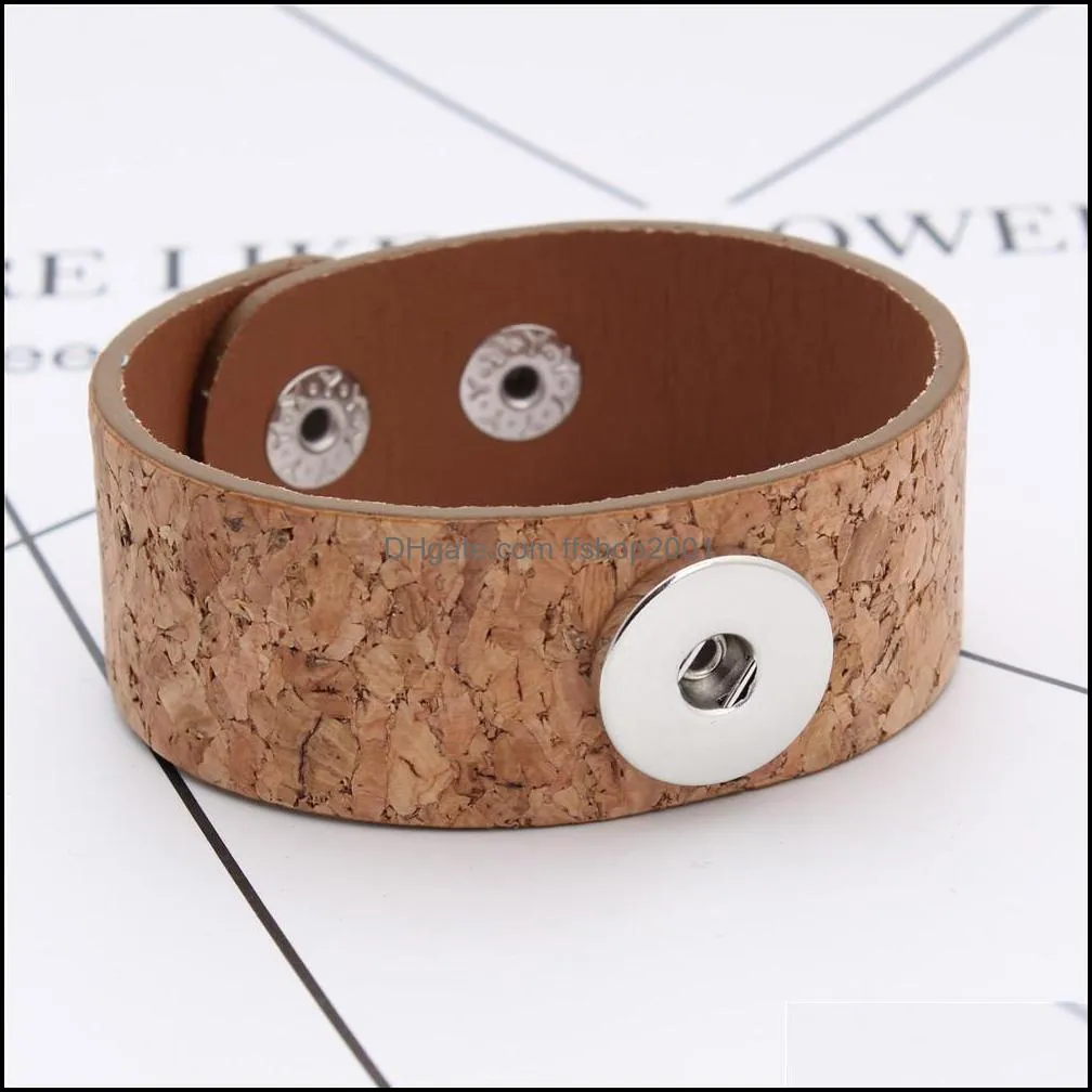 punk wide leather bracelets diy vintage adjustable pu leather snap bracelet fit 18mm snap buttons jewelry bracelet