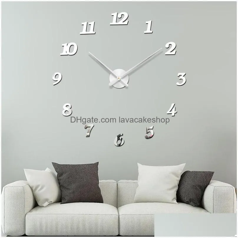 wall clocks 48 large clock 3d diy acrylic mirror sticker quartz needle watch on the living room decoration oversize