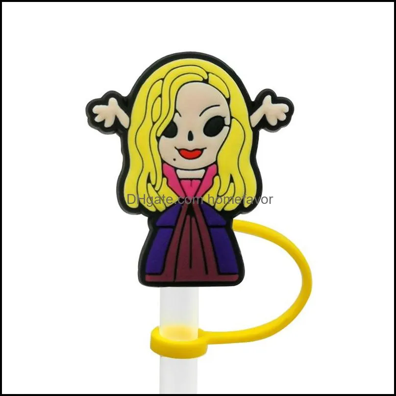 custom hocus pocus soft silicone straw toppers accessories cover charms reusable splash proof drinking dust plug decorative 8mm straw party