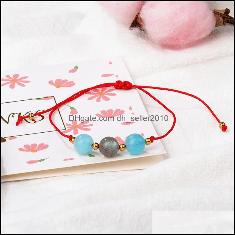 natural stone beads handmade braided bracelet men summer style cryatal moonstone bracelet lucky red rope charm bracelets for women