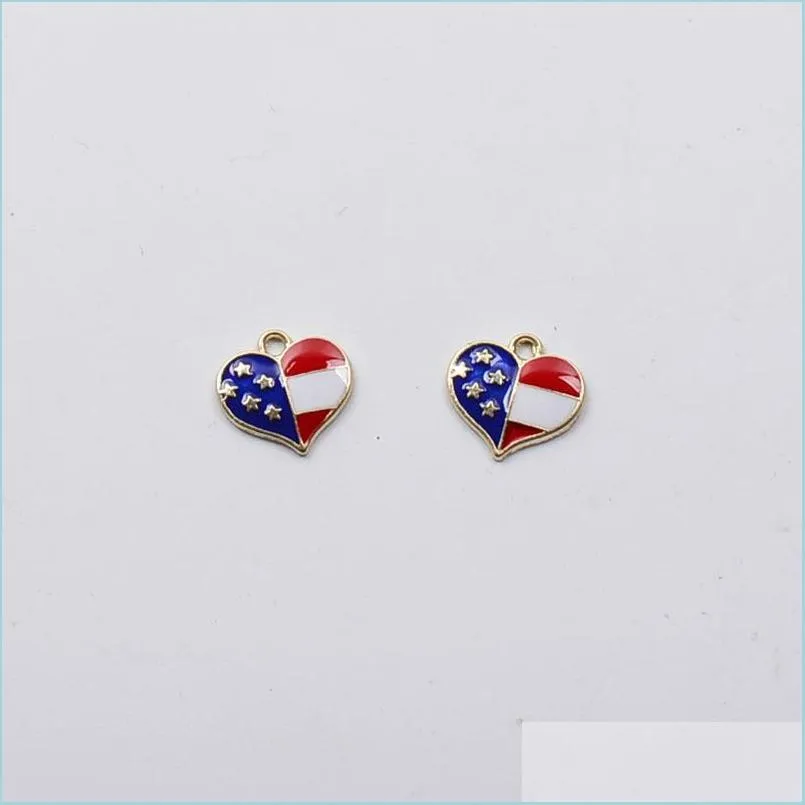 100pcs lot patriotic red white blue rhinestones american usa us flag star necklace pendant 4th of july jewelry 722 q2