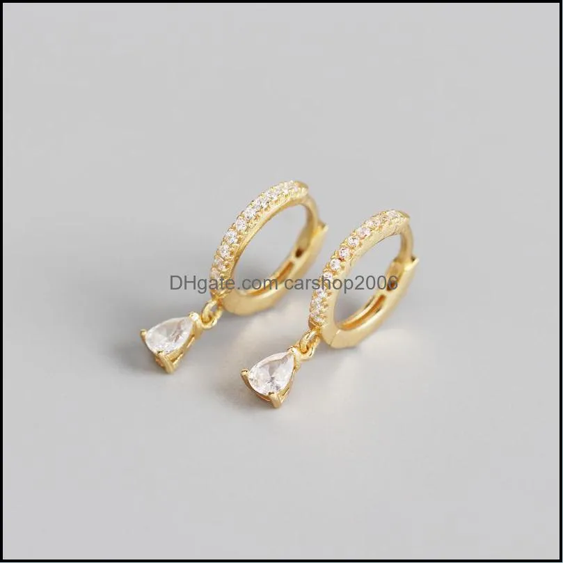 rhinestone dangle hoop earring 925 sterling silver cz drop huggie cartilage earrings set for women girls jewelry accessories
