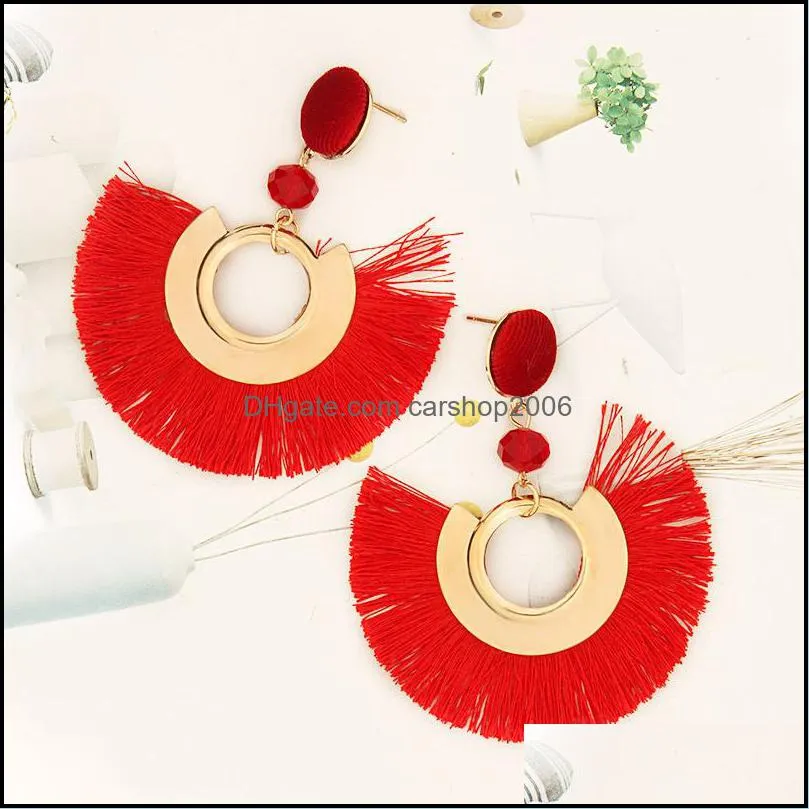 bohemian tassel dangle earrings handmade ethnic style fanshaped fringe earring women birthday gift charm jewelry 9 colors n2za