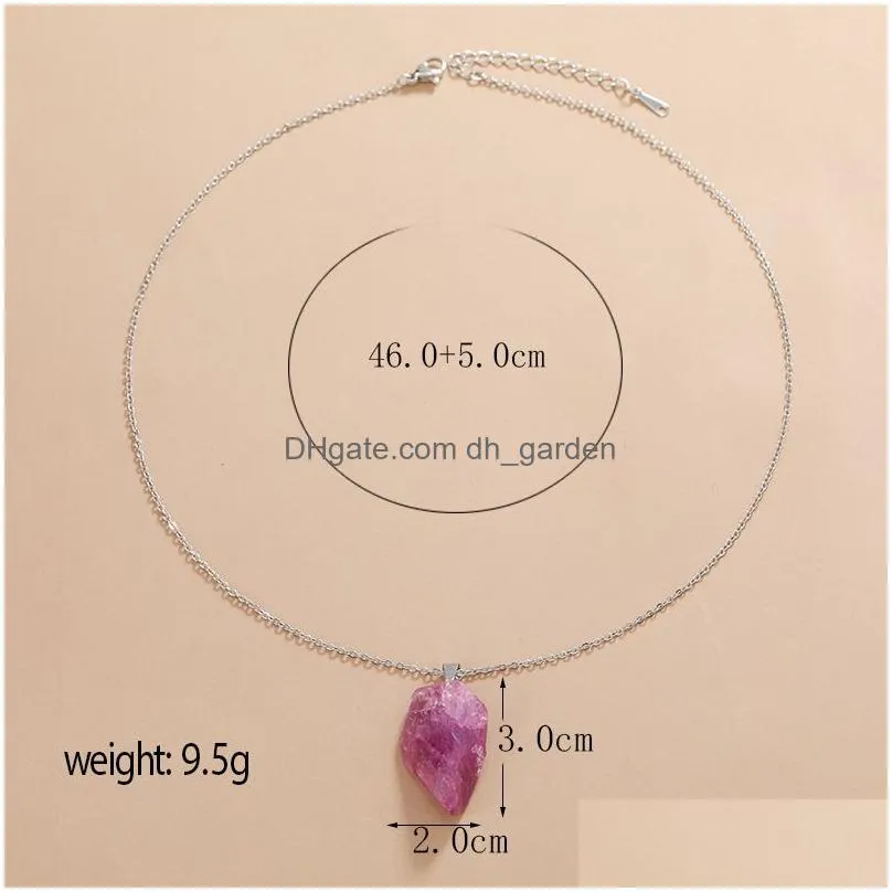 natural irregular rough raw fluorite stone pendant healing crystal gemstone stainless steel chain necklace women jewelry