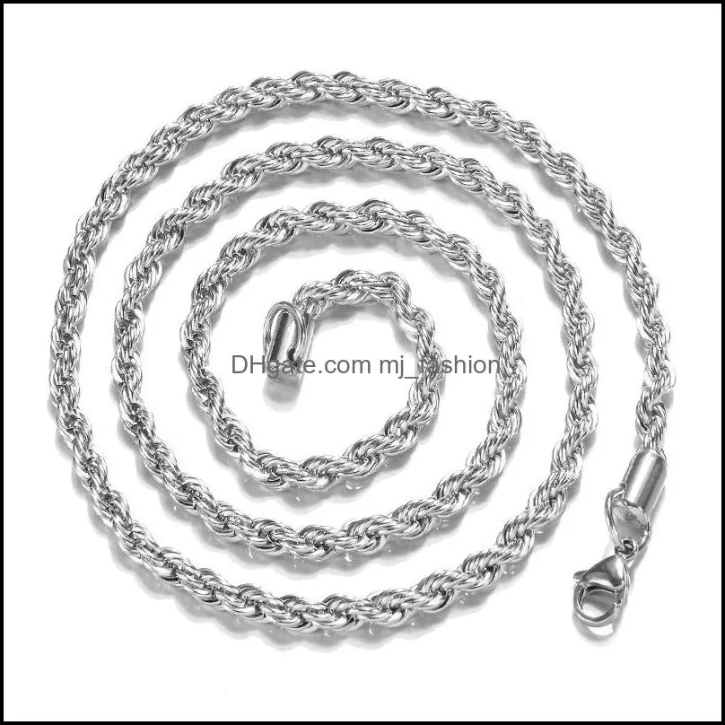 4mm 925 sterling silver twisted rope chain 1630inches female luxury high quality necklace for women men fashion jewelry in bulk