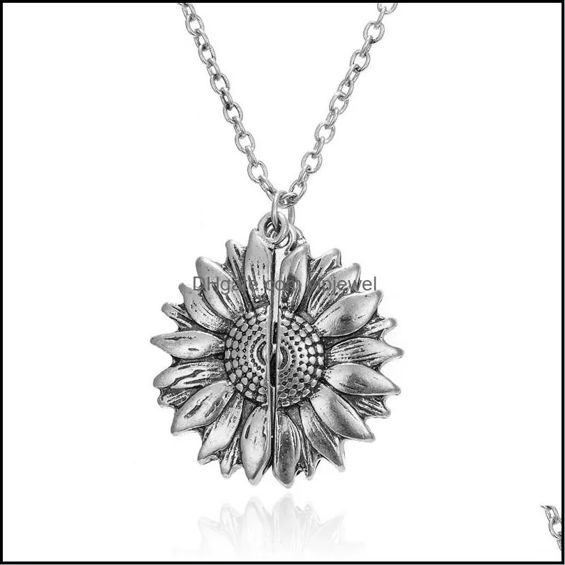 2020 gold silver color open locket necklace engraved you are my sunshine sunflower pendant necklace unique party jewelry gift 809 r2