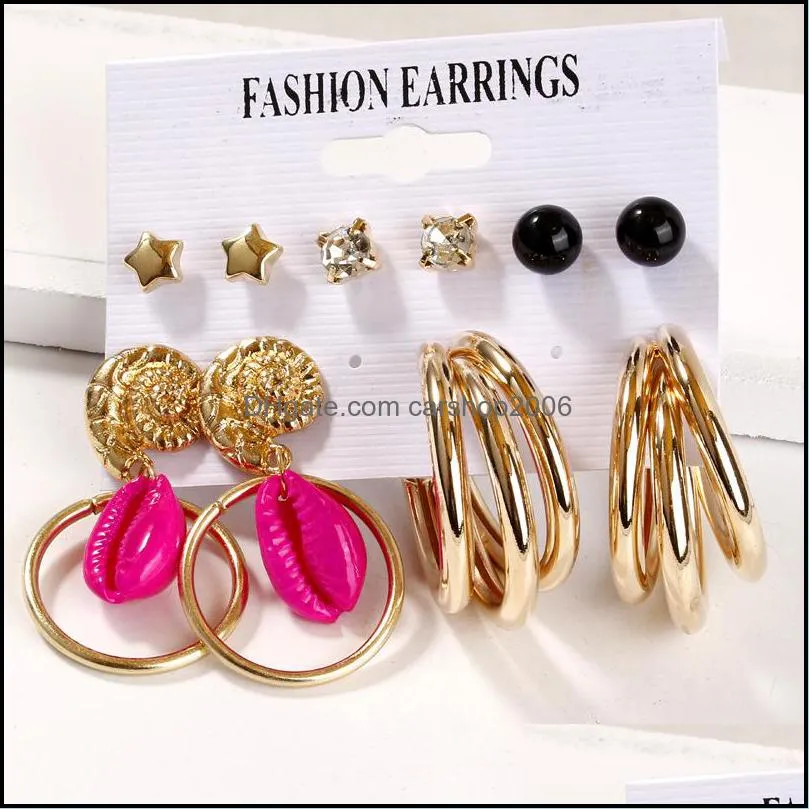 tassel earring set shell dangle earrings bohemian stud fashion jewelry for women girls party gifts dhs c45fz