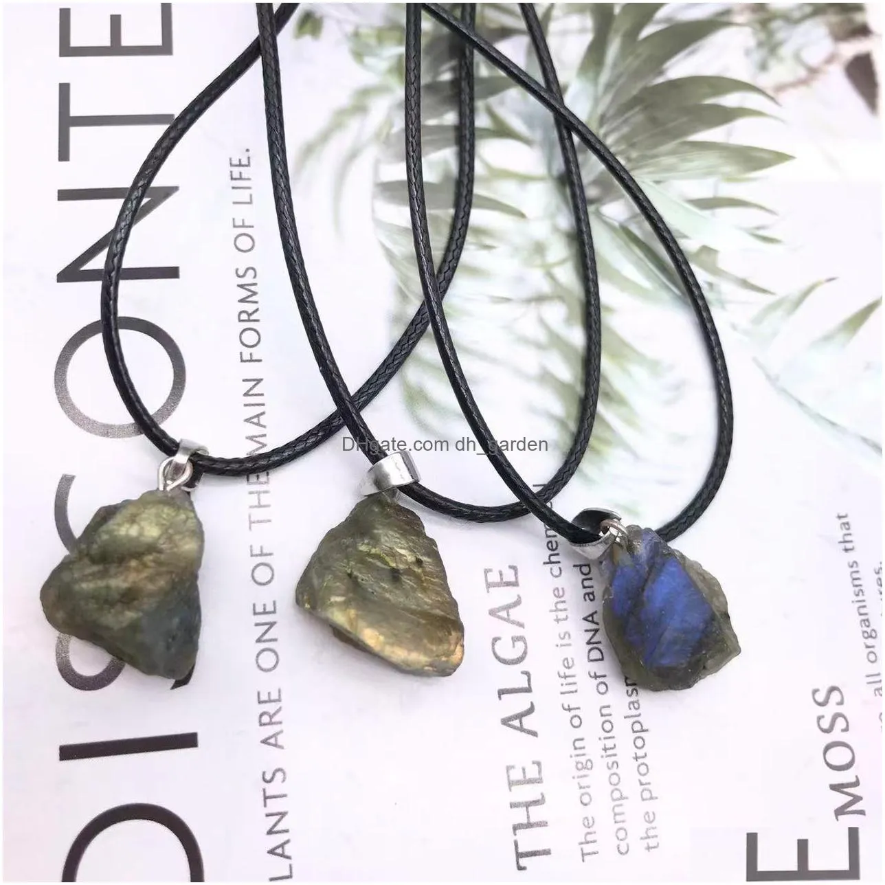 natural irregular rough raw labradorite stone necklaces healing crystal gemstone pendant necklace women jewelry