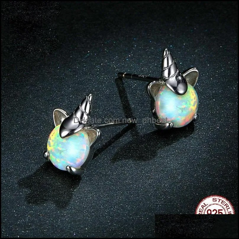 fashion horse stud earrings 925 sterling silver multicolor small earrings for women wedding jewelry gifts