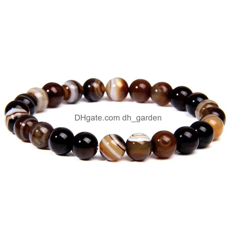 lots colors 8mm natural stone strand bracelets for women elasticity fluorite agate yoga bangle men jewelry