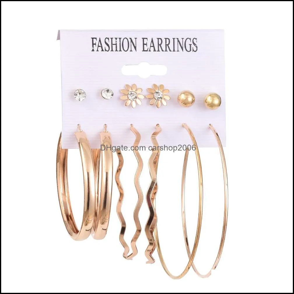 big hoop dangle earrings set titanium steel fashion round earring gold for women girls sensitive ears accessories c52fz