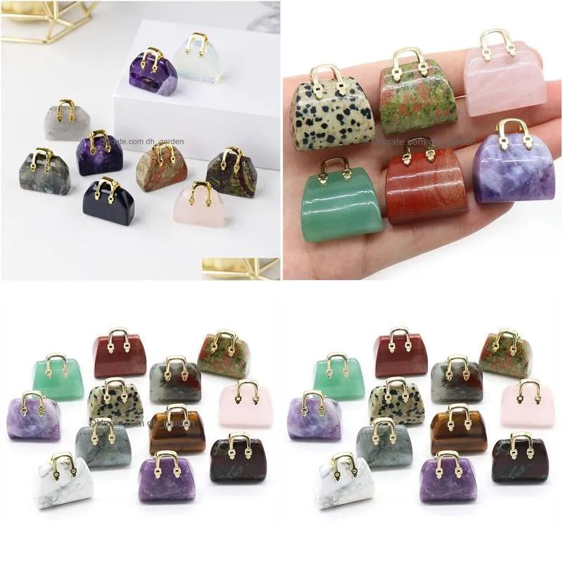 natural stone mini bag charms ornament healing crystal reiki gemstone pendant crafts home decoration gift