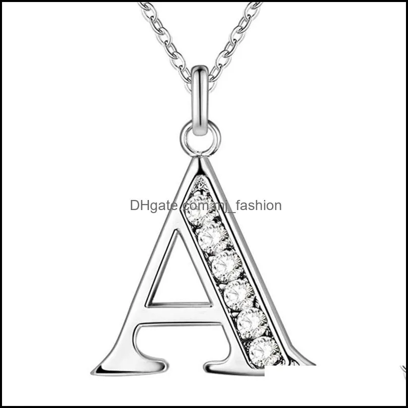 26 azinitial letter necklace pendant necklace cubic zirconia necklaces for women men silver alphabet lucky jewelry christmas gifty
