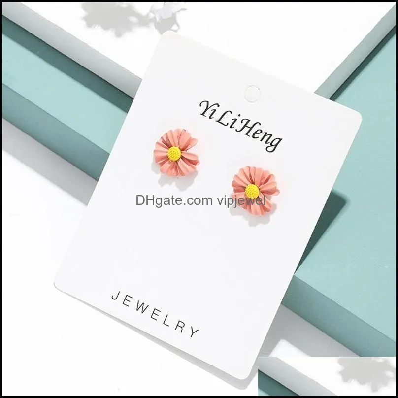 sweet acrylic small daisy stud earrings for women girls flower white and yellow earring wedding bridal party holiday jewelry 469